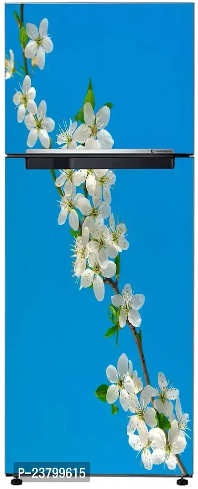 Psychedelic Collection Decorative Abstract Multicolor Blossom White Flower Leaves with Blue Sky Wallpaper Sticker for Fridge Decor 60 cm X 160 cm-thumb3