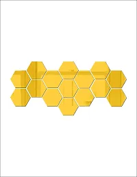 Psychedelic Collection Golden Acrylic hexagone Mirror Wall Sticker Hexagon Mirror, Hexagon Mirror Wall Stickers, Mirror Stickers for Wall Large Size, Sticker Mirror-thumb1