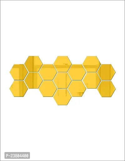 Psychedelic Collection Golden Acrylic hexagone Mirror Wall Sticker Hexagon Mirror, Hexagon Mirror Wall Stickers, Mirror Stickers for Wall Large Size, Sticker Mirror-thumb2