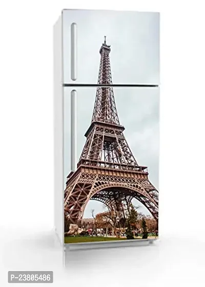 Psychedelic Collection Eiffel Tower Decorative Extra Large PVC Vinyl Fridge Sticker (Multicolor, 60 cm X 160 cm)_PCFS20_WP