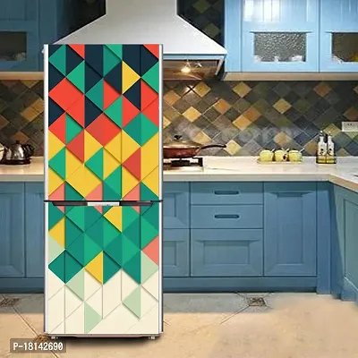 Trendy Background Geometric Triangle Patterndecorative Extra Large Pvc Vinyl Fridge Sticker (Multicolor, 60 Cm X 160 Cm)-thumb4