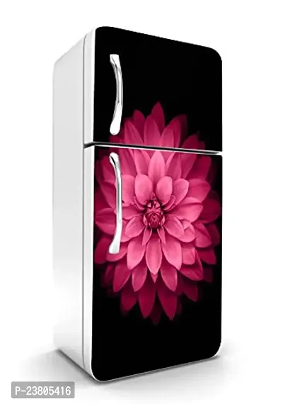 Psychedelic Collection Pink Flower with Black Background Decorative Extra Large PVC Vinyl Fridge Sticker (Multicolor, 60 cm X 160 cm)_PCFS220_WP