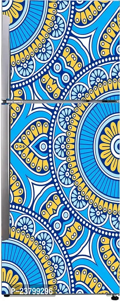 Psychedelic Collection Decorative Abstract Multicolor Beautiful Mandala Wallpaper Sticker for Fridge Decor Double Single Door Decorative Fridge Sticker (PVC Vinyl, Multicolor, 60 cm X 160 cm)