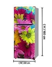 Trendy Flower Colourfull Pink Flower Yellow Flower Decorative Extra Large Pvc Vinyl Fridge Sticker (Multicolor, 60 Cm X 160 Cm)-thumb2