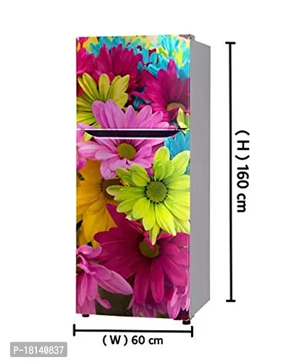 Trendy Flower Colourfull Pink Flower Yellow Flower Decorative Extra Large Pvc Vinyl Fridge Sticker (Multicolor, 60 Cm X 160 Cm)-thumb3