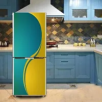 Psychedelic Collection Decorative Beautiful Color Gradient Yellow and SkyBlue Fridge Double Single Door Decorative Sticker (PVC Vinyl, Multicolor, 60 cm X 160 cm) FD638_New-thumb3