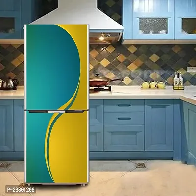 Psychedelic Collection Decorative Beautiful Color Gradient Yellow and SkyBlue Fridge Double Single Door Decorative Sticker (PVC Vinyl, Multicolor, 60 cm X 160 cm) FD638_New-thumb4