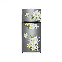 Trendy White Jasmine Flowers Vinyl Fridge Decorative Adhesive Wall Sticker Large Double Single Door Decorative Fridge Sticker (Pvc Vinyl, Multicolor, 60 Cm X 160 Cm)-thumb2