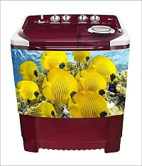 Psychedelic Collection Decorative Yellow Fishes Water Washing Machine Sticker (Multicolor PVC Vinyl 86x60)-thumb1