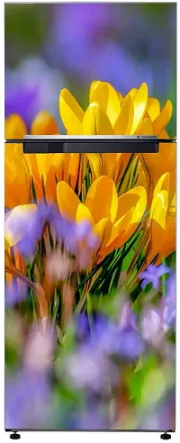 Psychedelic Collection Decorative Abstract Beautiful Yellow and Violet Flowers Garden, Nature Wallpaper Sticker for Fridge Decor 60 cm X 160 cm-thumb2