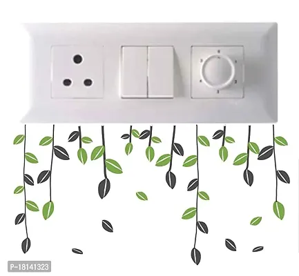 Trendy Decorative Small Switch Penal/Board Decor Wall Sticker Of Floral Branch, Panda Eating Bamboo, Hanging On Branch Of Tree Funny Pandas Decal-thumb2