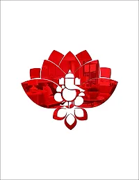 Trendy Decorative Lotus Flower Ganesha Red Acrylic Sticker Hexagon Mirror, Hexagon Mirror Wall Stickers, Mirror Stickers For Wall Large Size, Sticker Mirror-thumb2