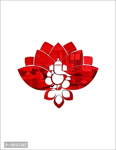 Trendy Decorative Lotus Flower Ganesha Red Acrylic Sticker Hexagon Mirror, Hexagon Mirror Wall Stickers, Mirror Stickers For Wall Large Size, Sticker Mirror-thumb3