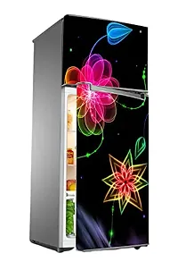 Psychedelic Collection Sparking FlowerDecorative Extra Large PVC Vinyl Fridge Sticker (Multicolor, 60 cm X 160 cm)-thumb1