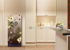 Trendy Beautifull Flower With Butterfly Decorative Fridge Sticker (Multicolor Pvc Vinyl 120X60)-thumb3