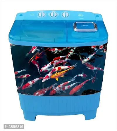 Psychedelic Collection Decorative Fishes Water Washing Machine Sticker (Multicolor PVC Vinyl 86x60)-thumb0