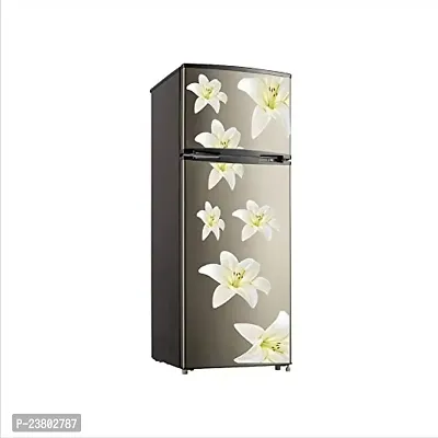 Psychedelic Collection White Jasmine Flowers Vinyl Fridge Decorative Adhesive Wall Sticker Large Double Single Door Decorative Fridge Sticker (PVC Vinyl, Multicolor, 60 cm X 160 cm)-thumb2