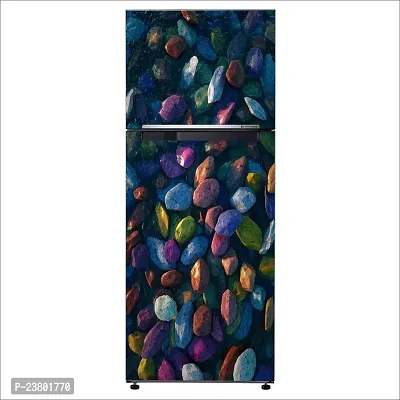 Psychedelic Collection Decorative Rock Art Purple Paint Painting Fridge Double Single Door Decorative Sticker (PVC Vinyl, Multicolor, 60 cm X 160 cm) FD879_New-thumb3