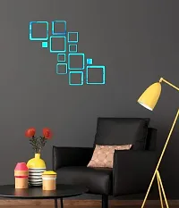 Psychedelic Collection Beautiful Decorative Square Set Blue Acrylic Sticker Hexagon Mirror, Hexagon Mirror Wall Stickers, Mirror Stickers for Wall Large Size, Sticker Mirror_ACR-73 B-thumb1