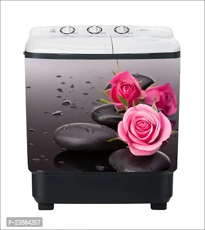 Psychedelic Collection Decorative Pink Flower Stone Washing Machine Sticker (Multicolor PVC Vinyl 86x60)