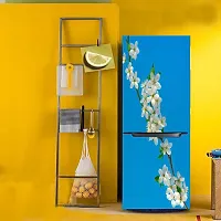 Psychedelic Collection Decorative Abstract Multicolor Blossom White Flower Leaves with Blue Sky Wallpaper Sticker for Fridge Decor 60 cm X 160 cm-thumb4