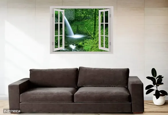 Psychedelic Collection Beautiful Natural Water Fall Window Illution Wall Sticker (PVC Vinyl, Multicolour, Wall Covering 61 cm X 46 cm)_PCWI11-thumb3