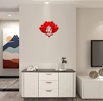 Trendy Decorative Lotus Flower Ganesha Red Acrylic Sticker Hexagon Mirror, Hexagon Mirror Wall Stickers, Mirror Stickers For Wall Large Size, Sticker Mirror-thumb1