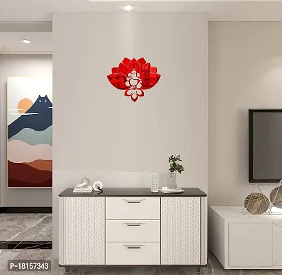 Trendy Decorative Lotus Flower Ganesha Red Acrylic Sticker Hexagon Mirror, Hexagon Mirror Wall Stickers, Mirror Stickers For Wall Large Size, Sticker Mirror-thumb2