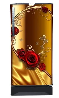 Psychedelic Collection Beautifull Red Rose with Butterflies Fridge Sticker (Multicolor PVC Vinyl 120x60)-thumb1