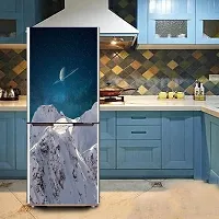 Psychedelic Collection Decorative Snow Mountain with Star Galaxy Sky Wallpaper Extra Large Sticker for Fridge Sticker (PVC Vinyl, Multicolor, 60 cm X 160 cm)-thumb3