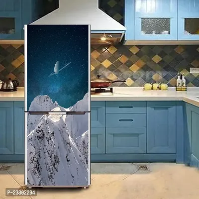 Psychedelic Collection Decorative Snow Mountain with Star Galaxy Sky Wallpaper Extra Large Sticker for Fridge Sticker (PVC Vinyl, Multicolor, 60 cm X 160 cm)-thumb4