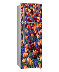 Trendy Decorative Abstract Multicolor Beautiful Flowers Garden, Plants, Nature Wallpaper Sticker For Fridge Decor (Pvc Vinyl, Multicolor, 60 Cm X 160 Cm)-thumb1