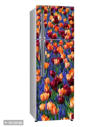 Trendy Decorative Abstract Multicolor Beautiful Flowers Garden, Plants, Nature Wallpaper Sticker For Fridge Decor (Pvc Vinyl, Multicolor, 60 Cm X 160 Cm)-thumb2