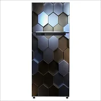 Trendy Decorative 3D Hexagon Metal Polygon Shapes Art Fridge Double Single Door Decorative Sticker (Pvc Vinyl, Multicolor, 60 Cm X 160 Cm) Fd722New-thumb2