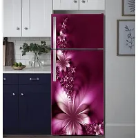 Psychedelic Collection Decorative Violet Flower Leaves Vinyl Fridge Cover Wallpaper Poster Adhesive Vinyl Sticker Fridge wrap Decorative Sticker (PVC Vinyl Covering Area 60cm X 160cm)_ PCFS96-thumb1