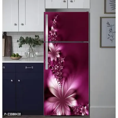 Psychedelic Collection Decorative Violet Flower Leaves Vinyl Fridge Cover Wallpaper Poster Adhesive Vinyl Sticker Fridge wrap Decorative Sticker (PVC Vinyl Covering Area 60cm X 160cm)_ PCFS96-thumb2