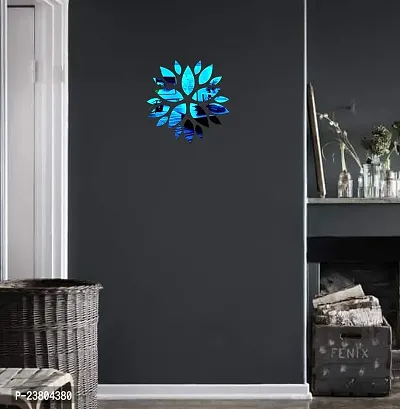 Psychedelic Collection Decorative Flower and Leaves Mirror Blue Acrylic Sticker Hexagon Mirror, Hexagon Mirror Wall Stickers, Mirror Stickers for Wall Large Size, Sticker Mirror-thumb2