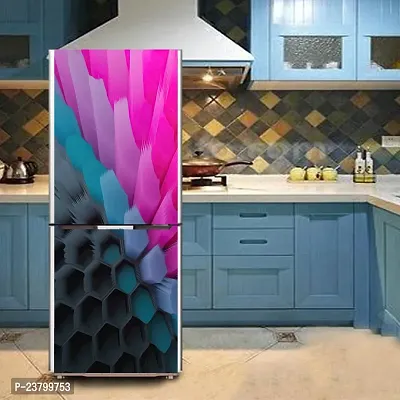 Psychedelic Collection Decorative Abstract Multicolor 3D Colorful Hexagon Stylish Design Pattern Wallpaper Sticker for Fridge Decor 60 cm X 160 cm-thumb4