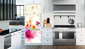 Psychedelic Collection Flower with Butterflies Decorative Extra Large PVC Vinyl Fridge Sticker (Multicolor, 60 cm X 160 cm)_PCFS07_WP-thumb2