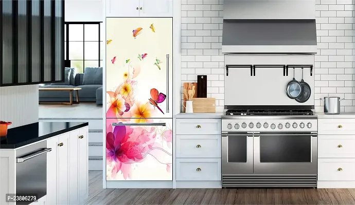 Psychedelic Collection Flower with Butterflies Decorative Extra Large PVC Vinyl Fridge Sticker (Multicolor, 60 cm X 160 cm)_PCFS07_WP-thumb3