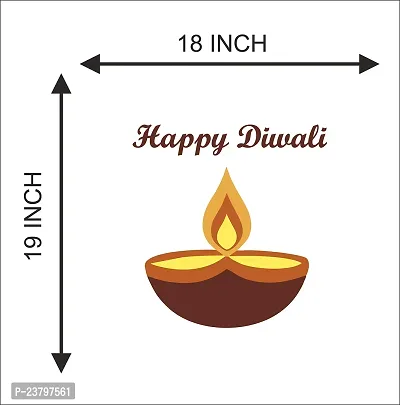 Pshychedelic Collection Diwali Special - Decorative Diya Happy Diwali Wall Sticker Size - 48 cm x 46 cm-thumb4