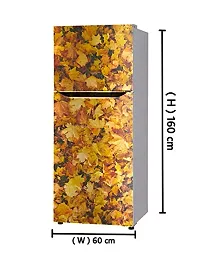 Psychedelic Collection Leaf Natural Leaves Fridge Cover Decorative Extra Large PVC Vinyl Fridge Sticker (Multicolor, 60 cm X 160 cm)-thumb2