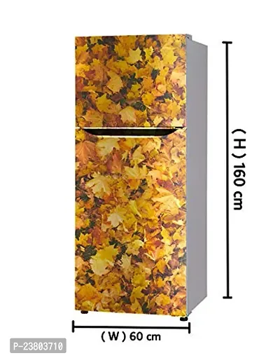 Psychedelic Collection Leaf Natural Leaves Fridge Cover Decorative Extra Large PVC Vinyl Fridge Sticker (Multicolor, 60 cm X 160 cm)-thumb3