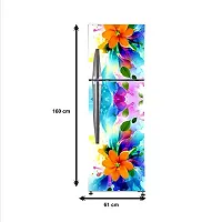 Psychedelic Collection Decorative 3D Orange Flowers and Blue Abstract Effect and Green Leafs Extra Large Abstract Wall Fridge Sticker (PVC Vinyl, Multicolor, 60 cm X 160 cm)_FD09_New-K-thumb3