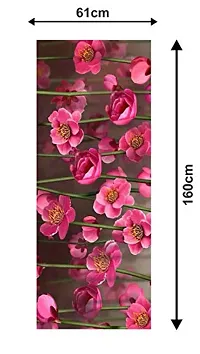 Psychedelic Collection Abstract Decorative Pink Flowers with Black Background Extra Large Fridge Sticker Double Single Door Decorative Fridge Sticker (PVC Vinyl, Multicolor, 60 cm X 160 cm)-thumb2