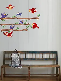 Psychedelic Collection Decorative terr Branch Flying Birds Decorative Wall Sticker (PVC Vinyl, Multicolor, W 91 cm X H 70 cm)-thumb3