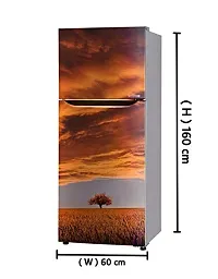 Psychedelic Collection 3D Sunset Natural Sky Tree Grass Fridge Wallpaper Poster Adhesive Vinyl Sticker Fridge wrap Decorative Sticker (PVC Vinyl Covering Area 60cm X 160cm)-thumb2