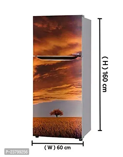 Psychedelic Collection 3D Sunset Natural Sky Tree Grass Fridge Wallpaper Poster Adhesive Vinyl Sticker Fridge wrap Decorative Sticker (PVC Vinyl Covering Area 60cm X 160cm)-thumb3