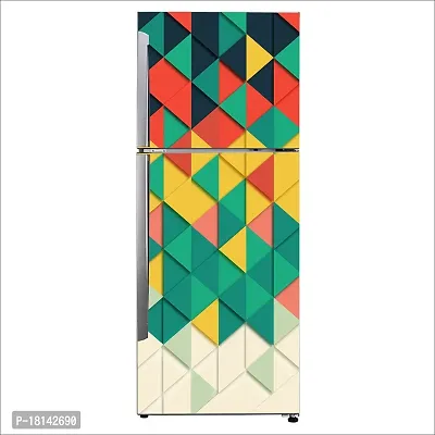 Trendy Background Geometric Triangle Patterndecorative Extra Large Pvc Vinyl Fridge Sticker (Multicolor, 60 Cm X 160 Cm)