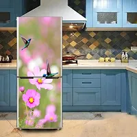 Psychedelic Collection Decorative Lesser Voile Tear Bird, Pink Flower, Plant, Garden Nature Wallpaper Sticker for Fridge Decor 60 cm X 160 cm-thumb3